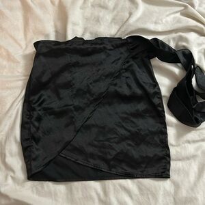 Black wrap mini skirt
